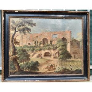 Jardiniers Dans Un Paysage De Ruines Antiques