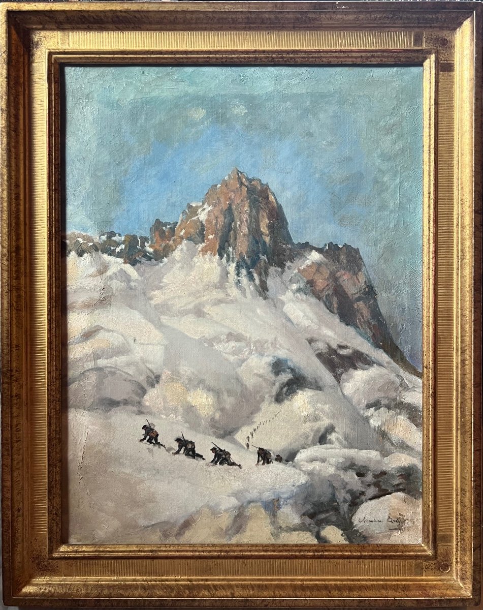 Théodore Levigne, Les Alpinistes Sur Le Glacier De La Pilatte