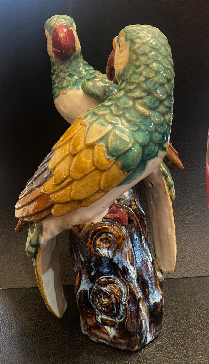 Polychrome Porcelain Pair Of Birds -photo-3