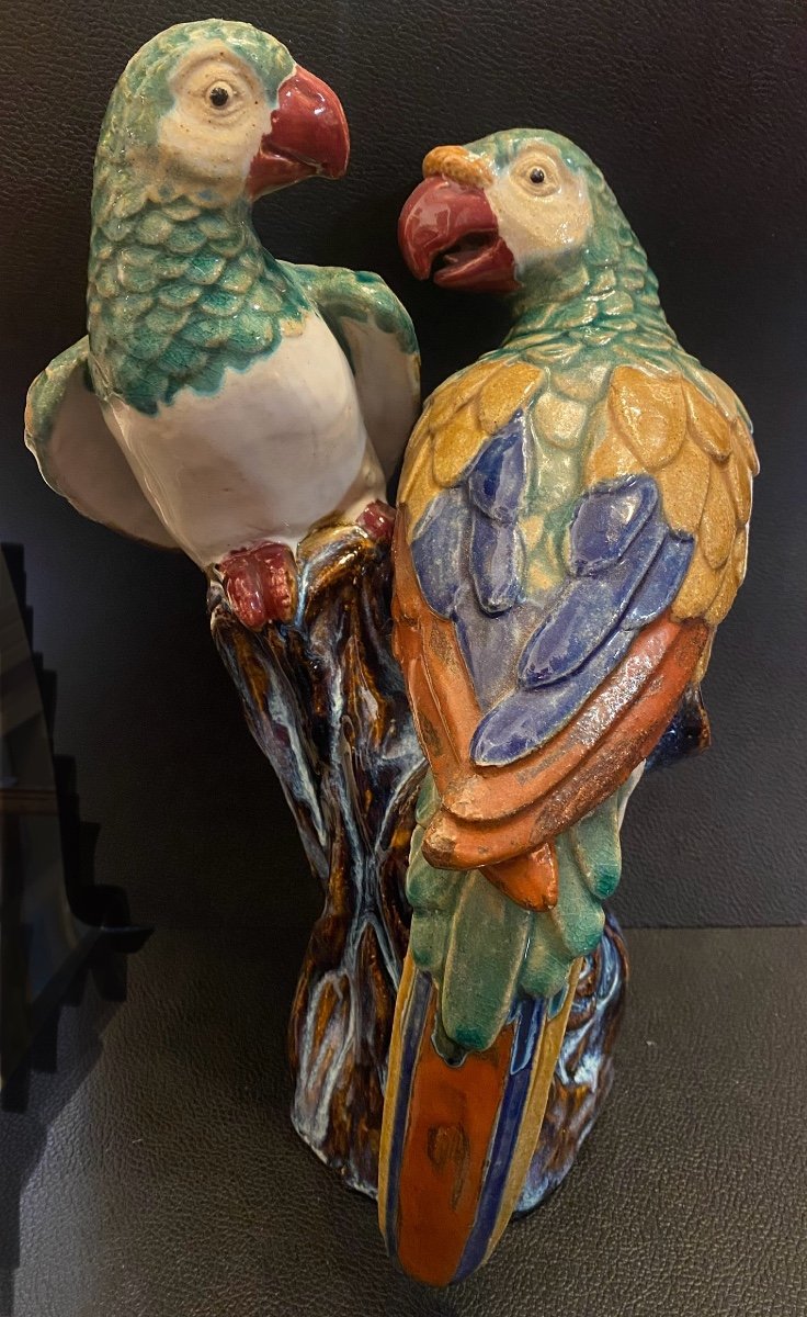 Polychrome Porcelain Pair Of Birds -photo-3