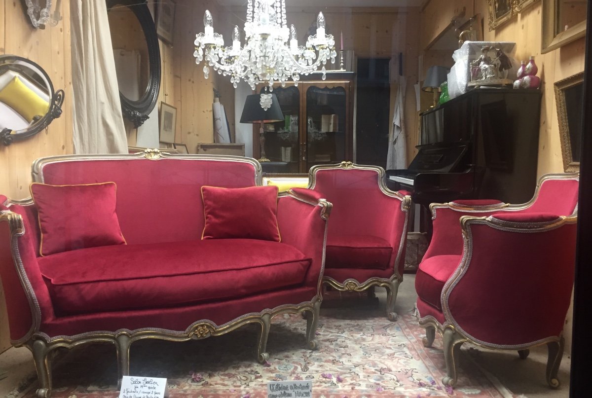 Salon Baroque Italien Début 19 ème un canapé & 2 fauteuils-photo-3