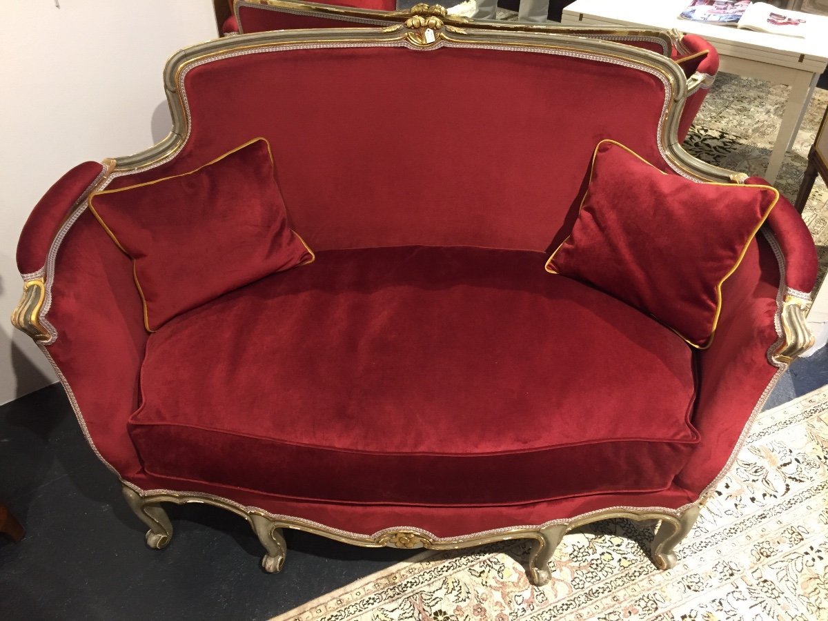 Salon Baroque Italien Début 19 ème un canapé & 2 fauteuils-photo-5