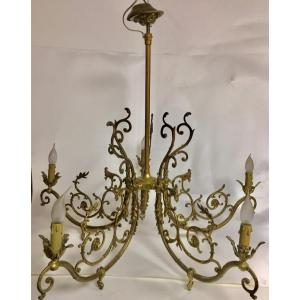 19th Century Bronze Gas Chandelier 