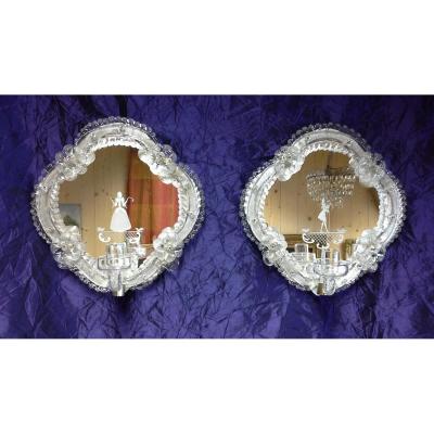 Wall Sconces Italian XIX Th Murano