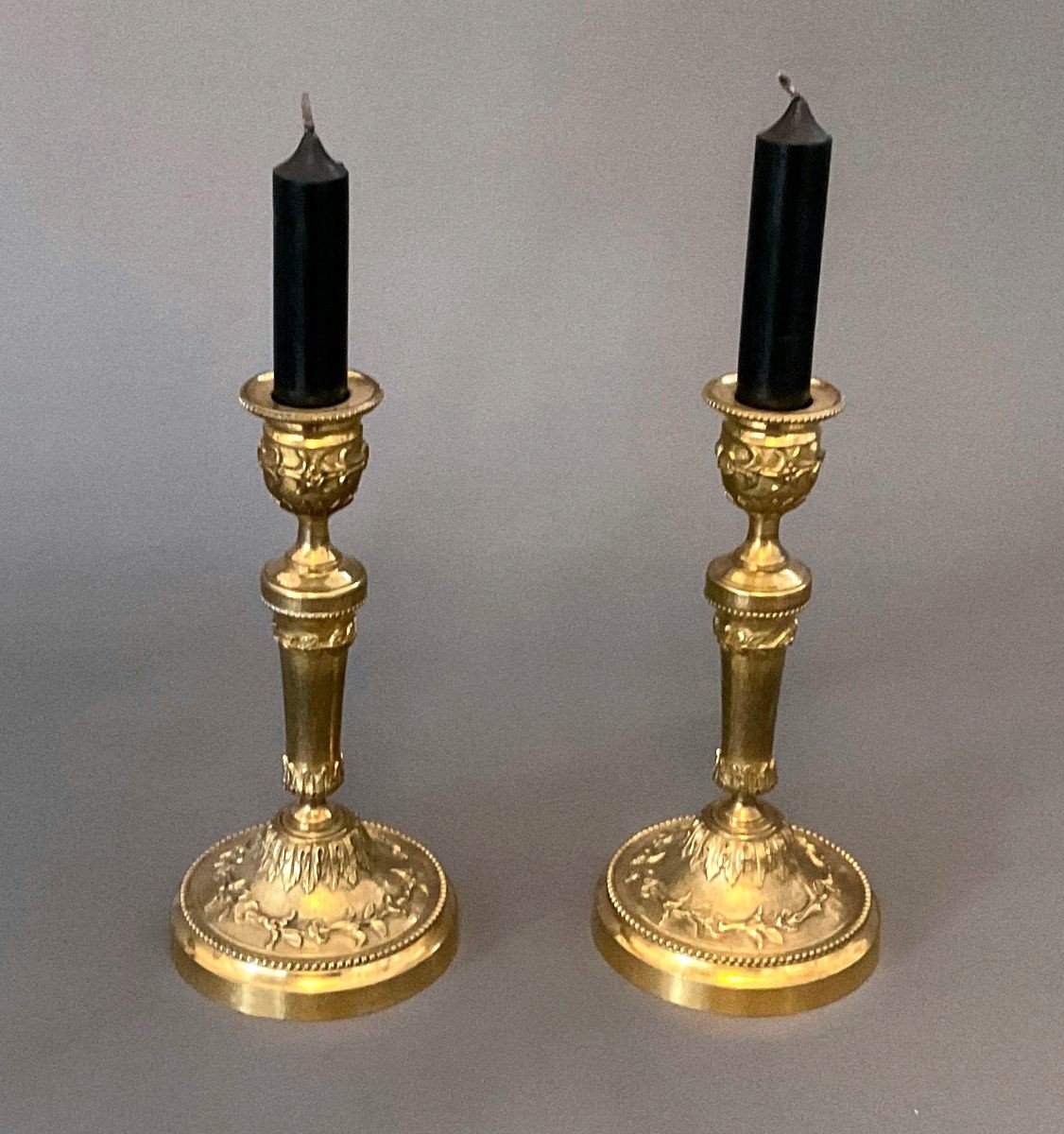 Pair Of Torches Sign. E. Enot In Gilt Bronze - Paris 19th -photo-2