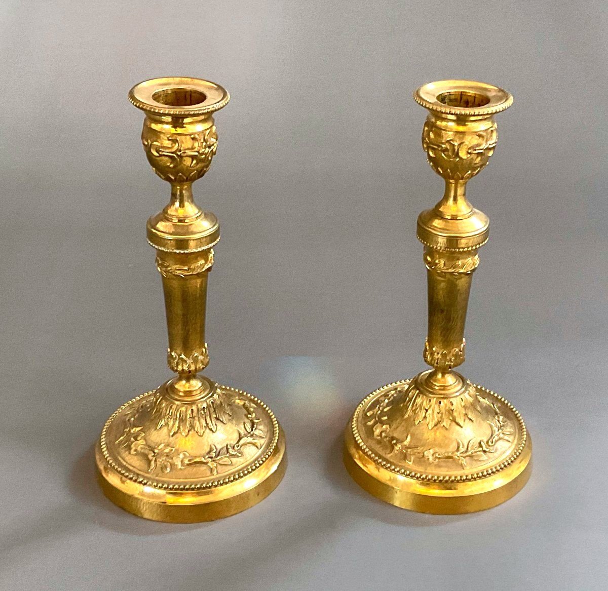 Pair Of Torches Sign. E. Enot In Gilt Bronze - Paris 19th 