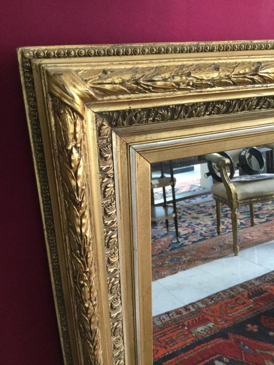 Large Mirror Wood And Stucco Gilded Empire Style 19th-photo-3