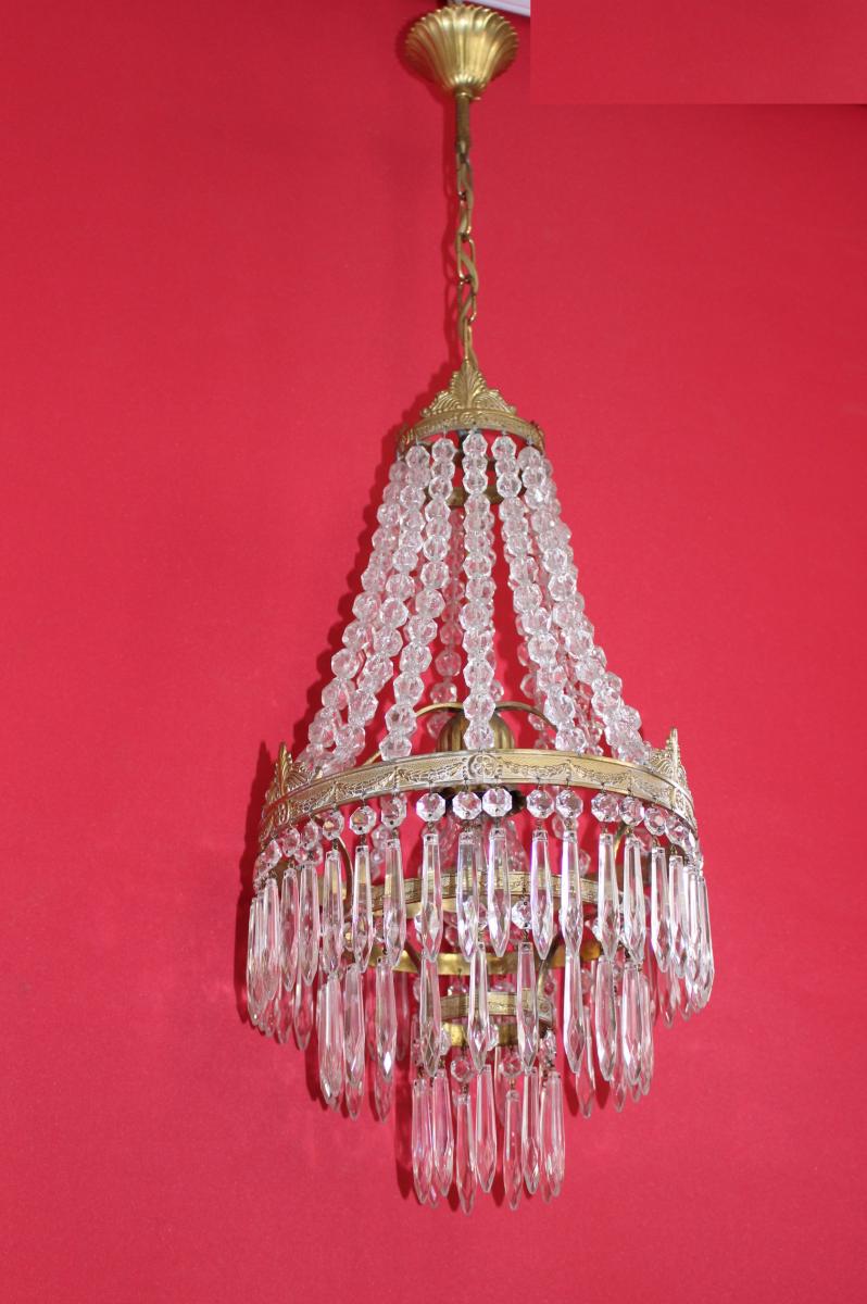 Bronze Beaded Drop Chandelier With Nap III Style Girlands-photo-4