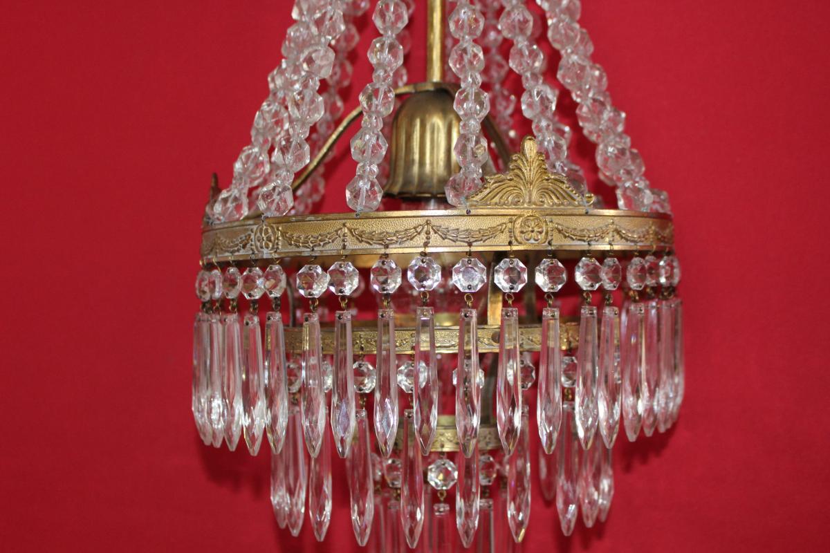 Bronze Beaded Drop Chandelier With Nap III Style Girlands-photo-1