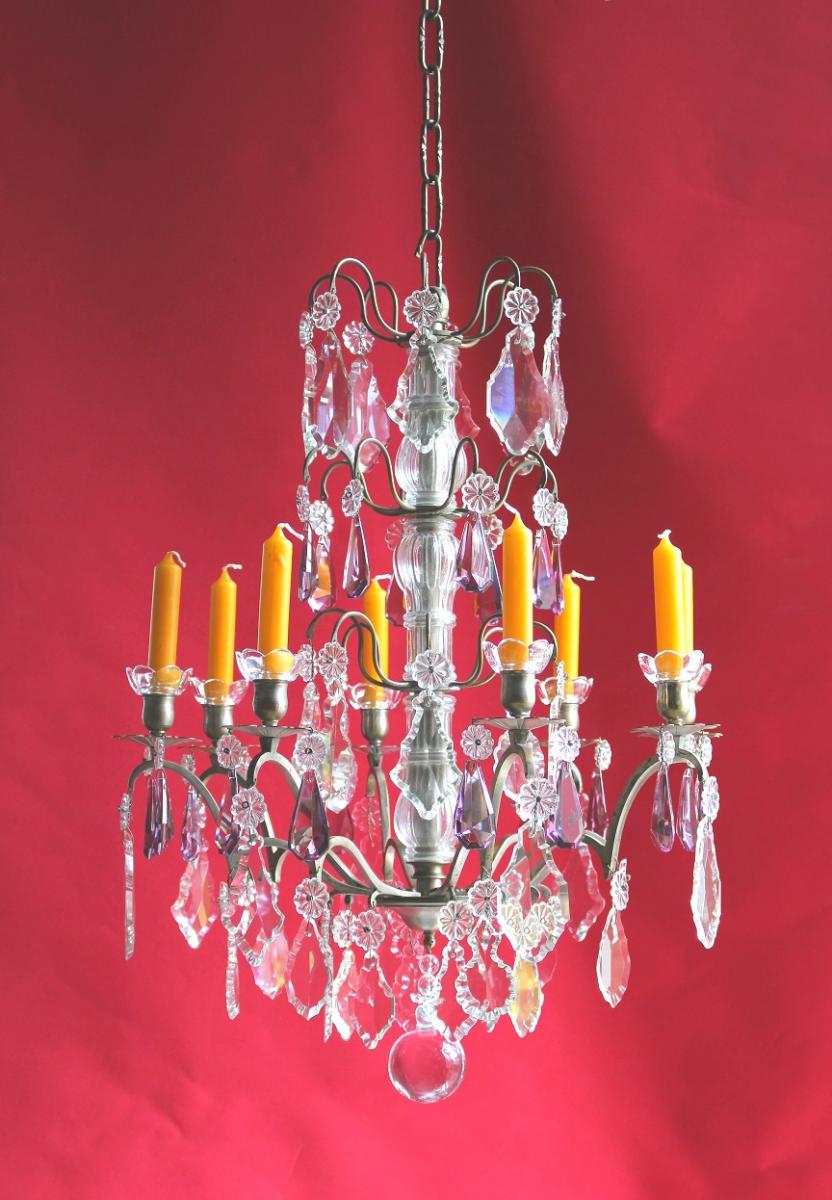 Chandelier Cage 8 Lights And With Crystal Louis XV Style