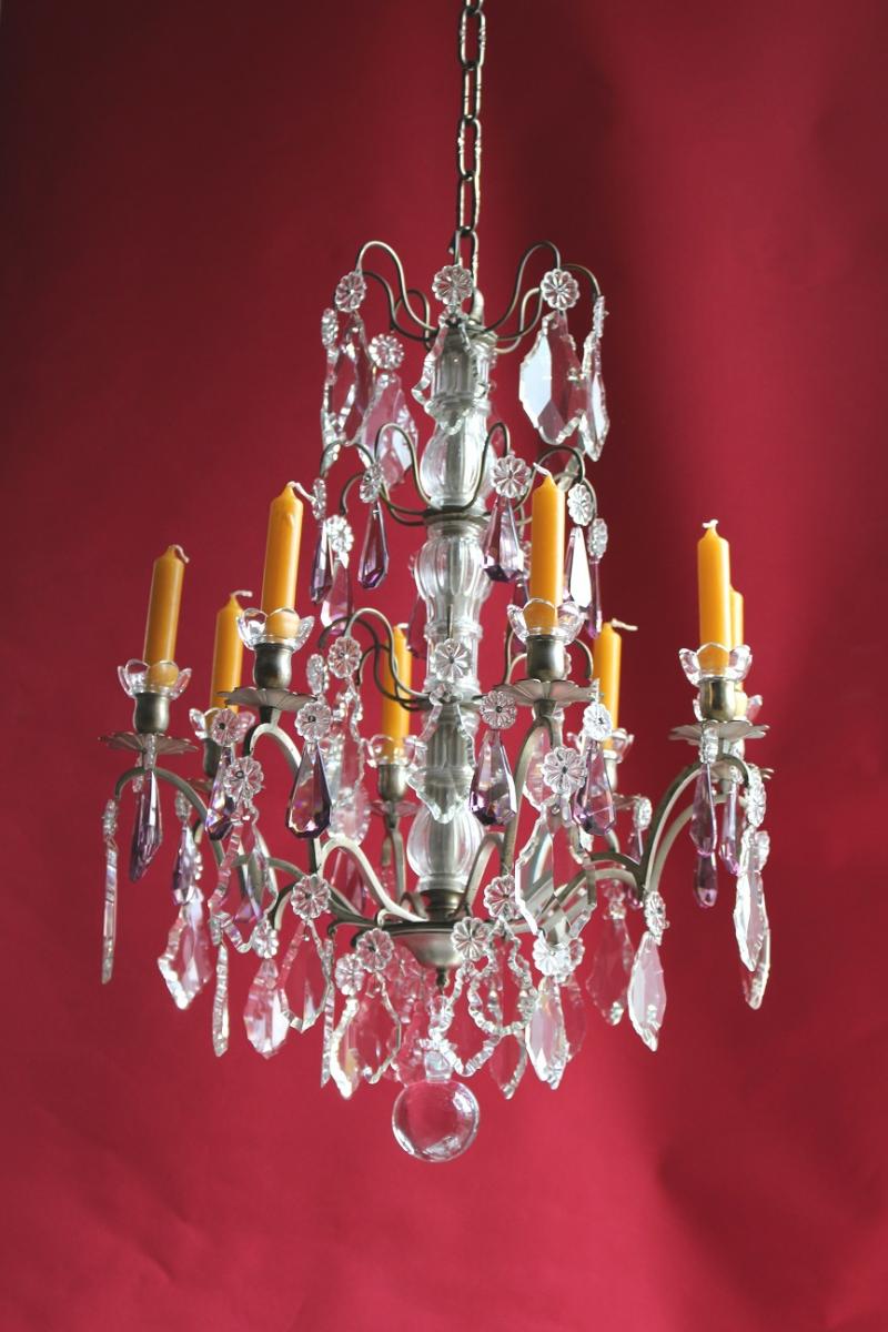 Chandelier Cage 8 Lights And With Crystal Louis XV Style-photo-2