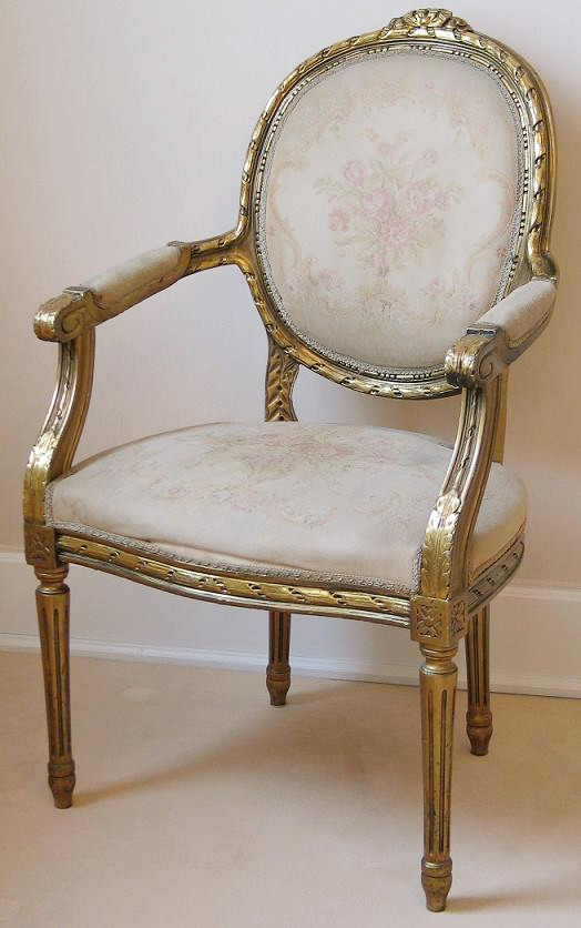 Louis XVI Gold Lacquered Armchair