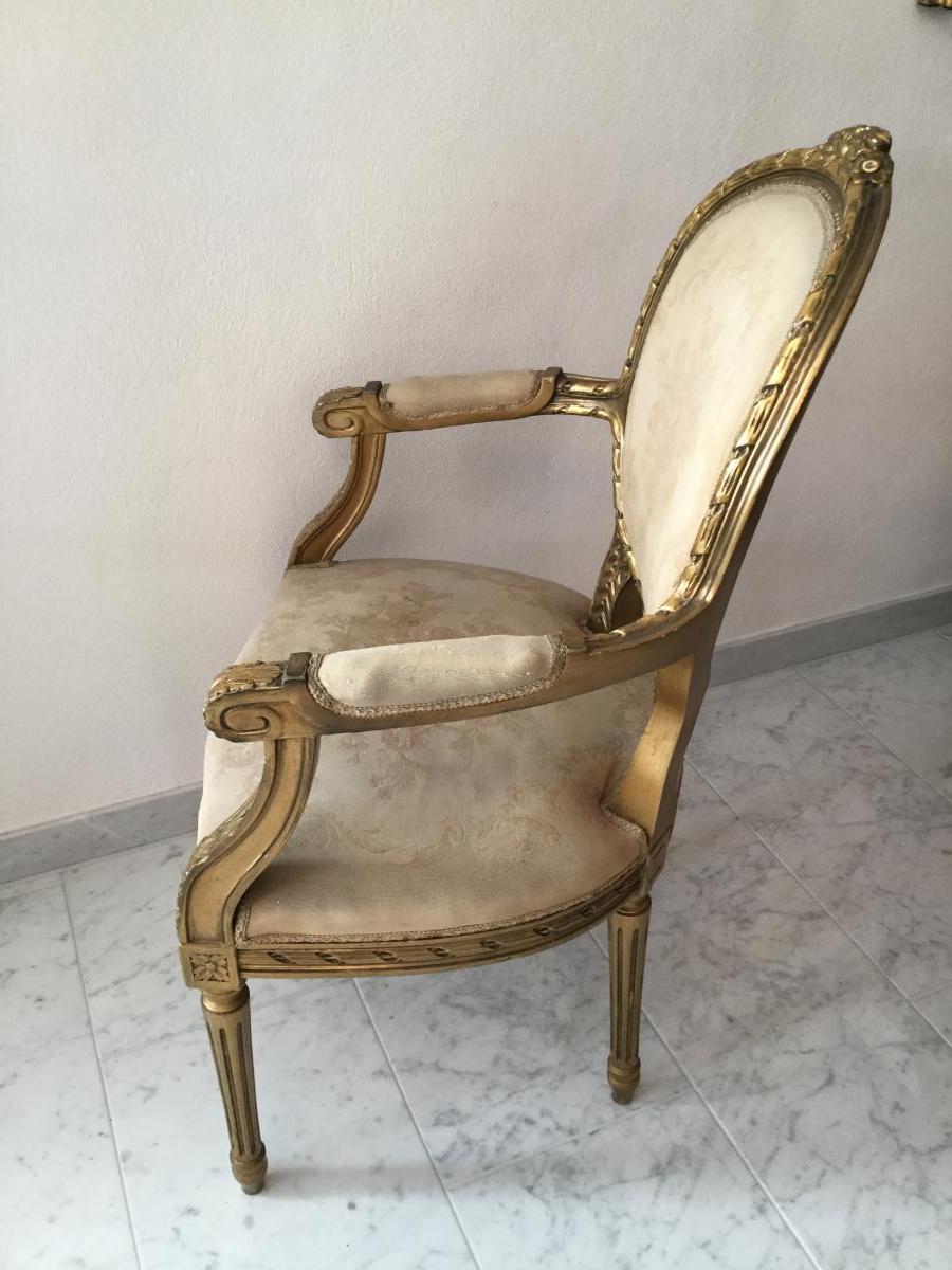 Louis XVI Gold Lacquered Armchair-photo-4