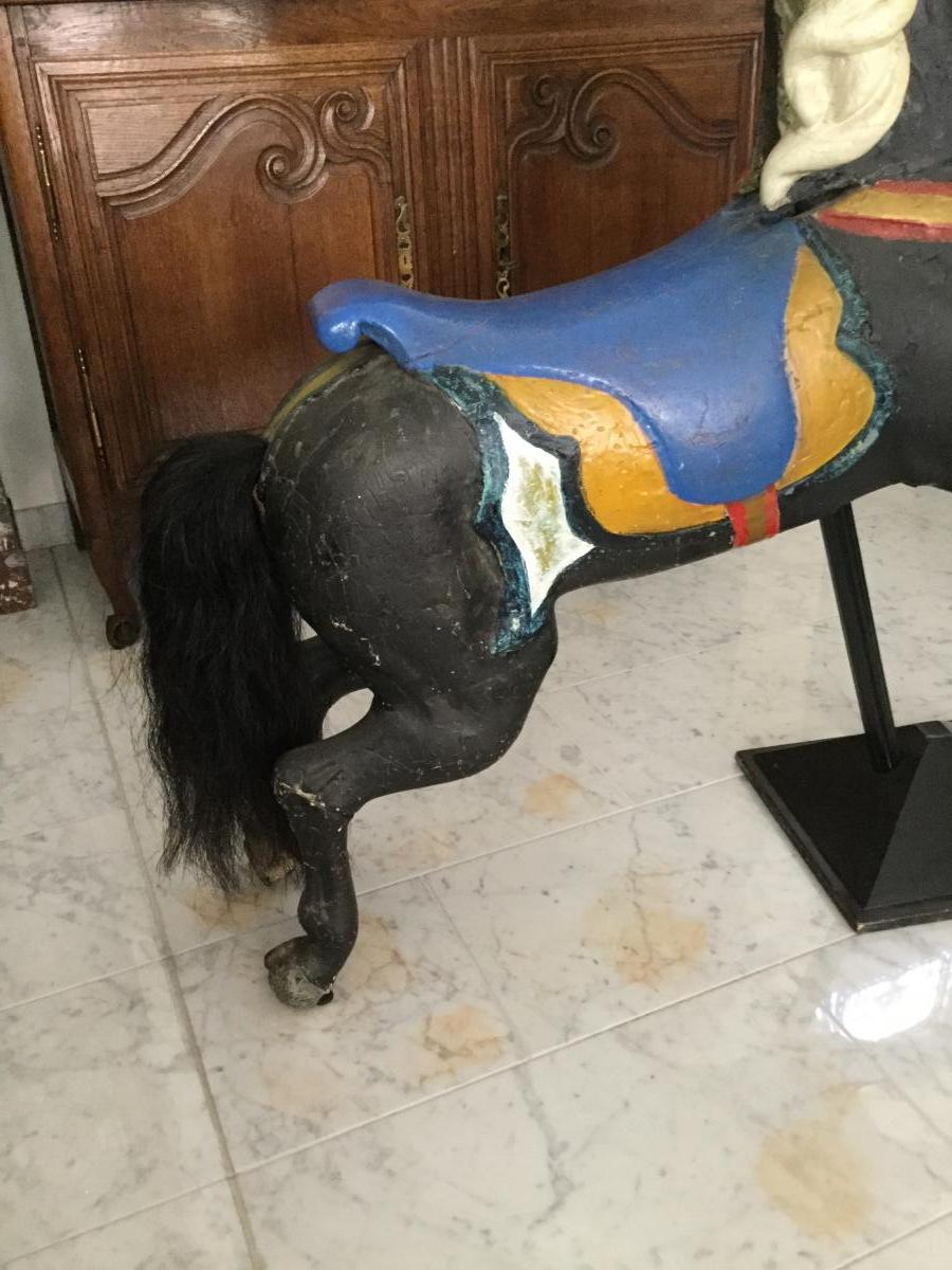 Grand Manège Horse Carved And Painted Polychrome 19th-photo-4