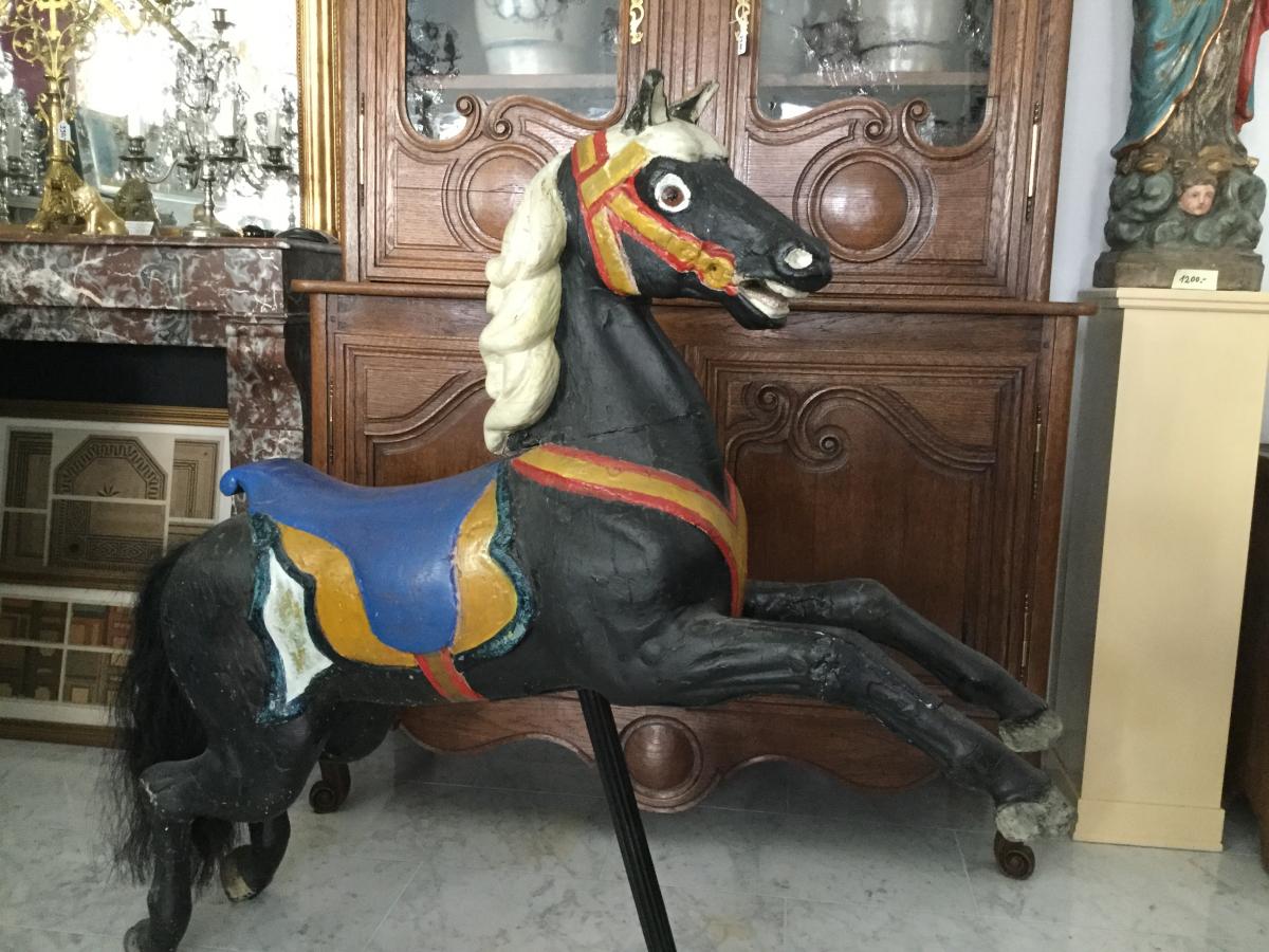 Grand Manège Horse Carved And Painted Polychrome 19th-photo-7