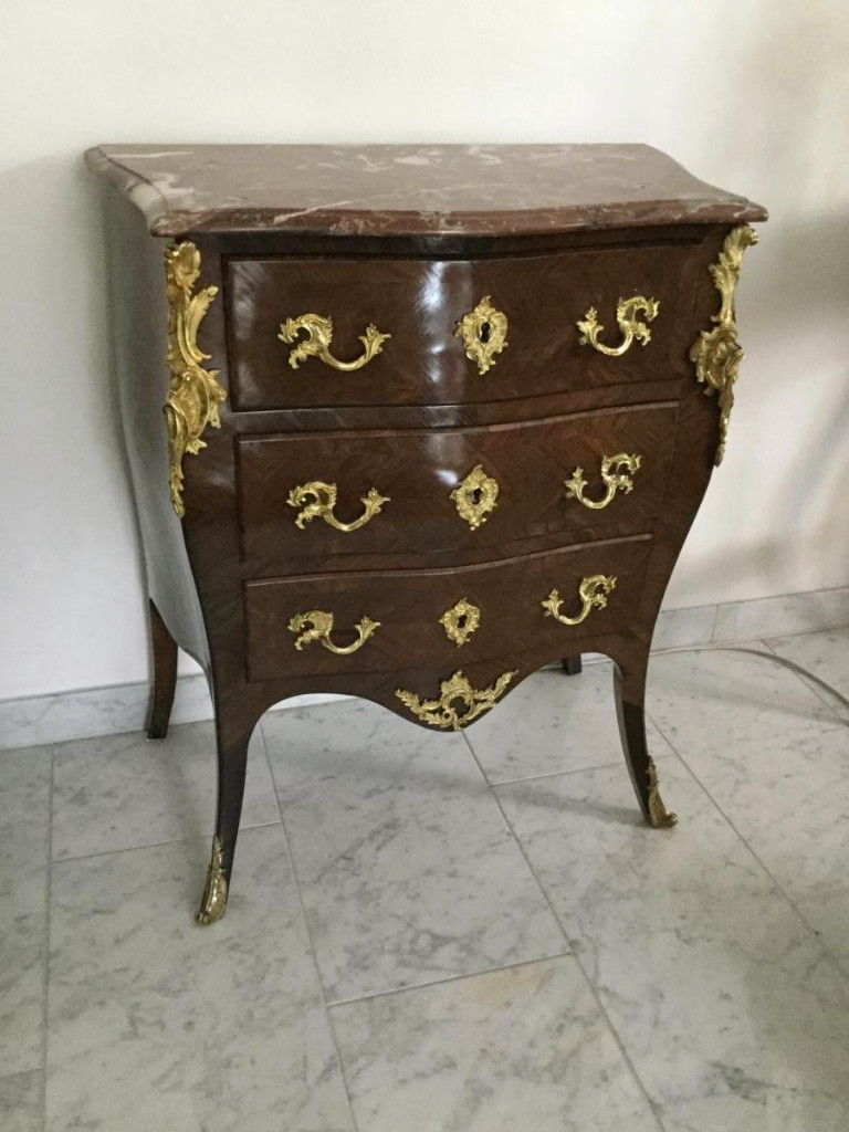 Small Commode Sauteuse Marquetry Louis XV Style