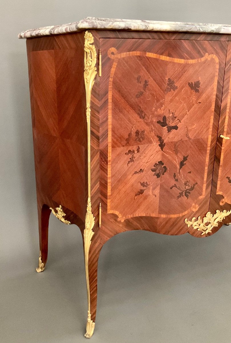 Millet à Paris - Buffet Commode With Two Doors Marquetry & Bronze Louis XV Style-photo-4