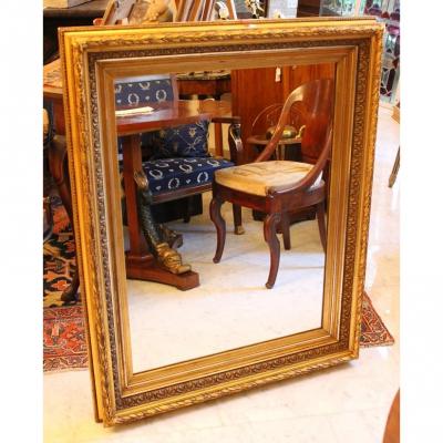 Large Mirror Wood And Stucco Gilded Empire Style 19th