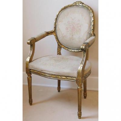 Louis XVI Gold Lacquered Armchair