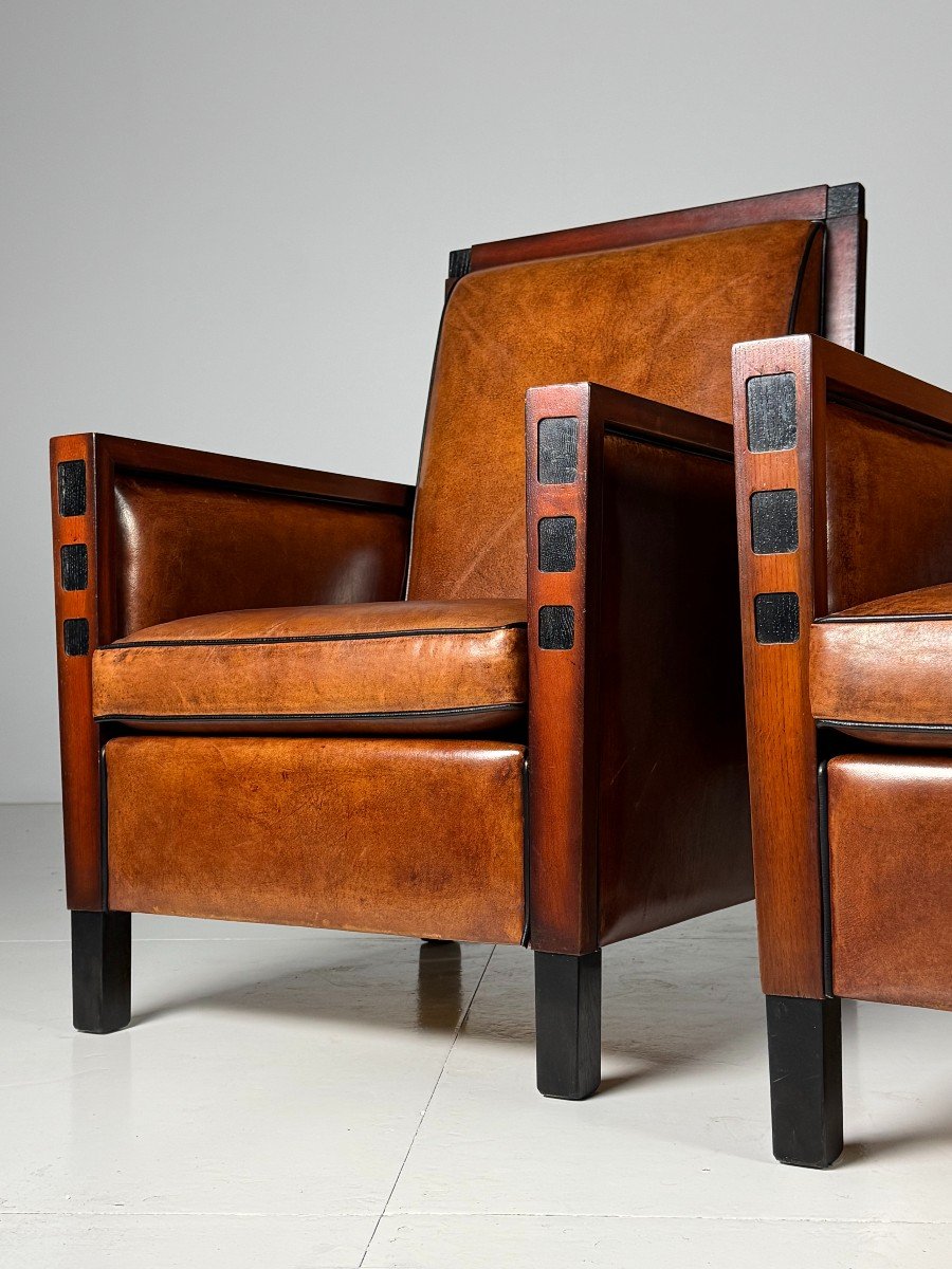 Art Deco Sheepskin Club Chairs-photo-2