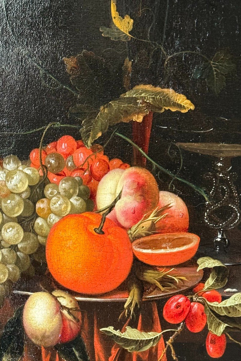 "jan Mortel (attr.) - Dutch Still Life With Fruit, Wine And Venetian Glass"-photo-2