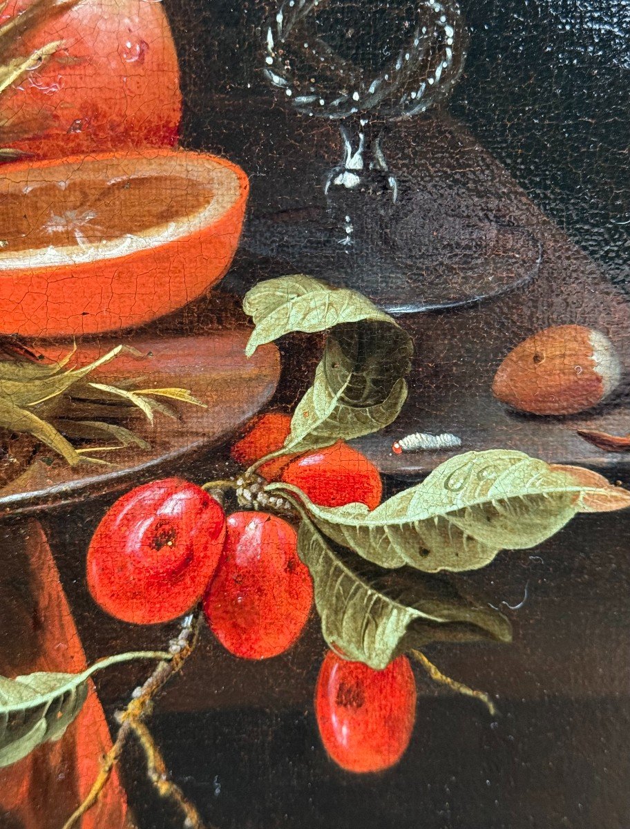 "jan Mortel (attr.) - Dutch Still Life With Fruit, Wine And Venetian Glass"-photo-7