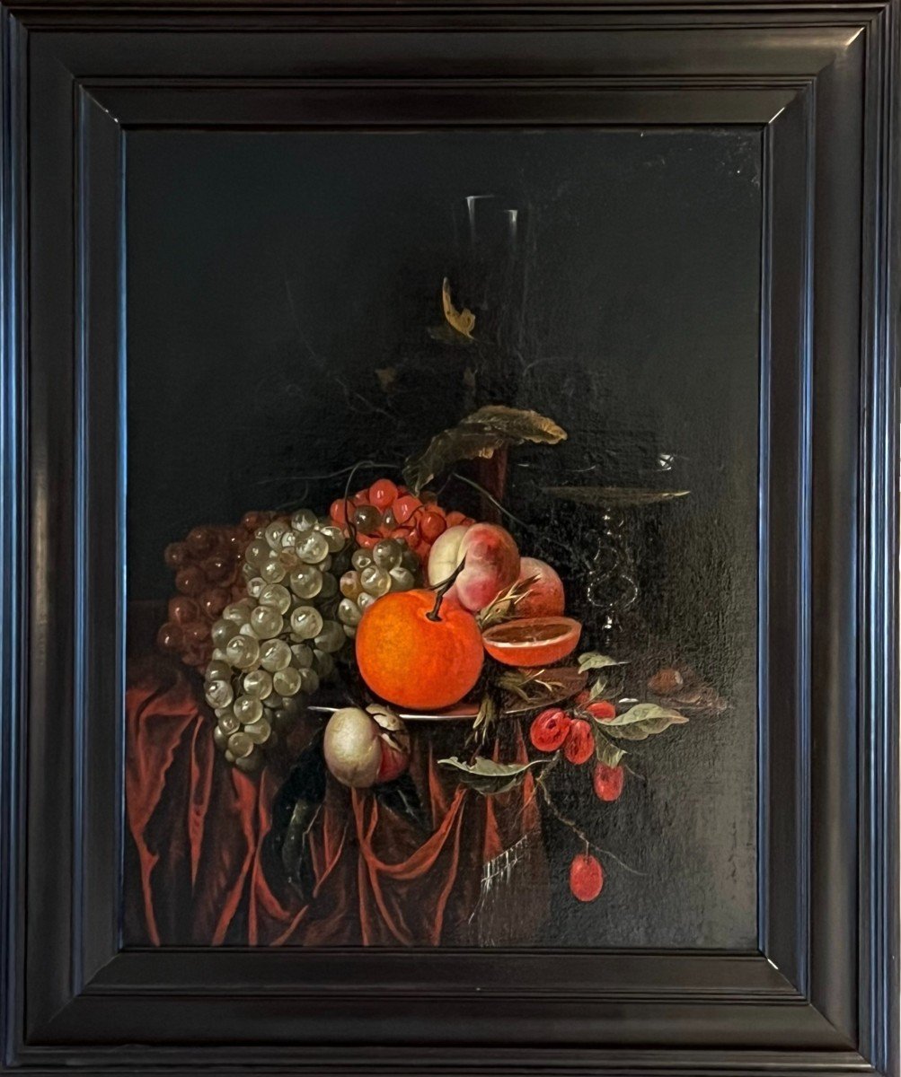 "jan Mortel (attr.) - Dutch Still Life With Fruit, Wine And Venetian Glass"