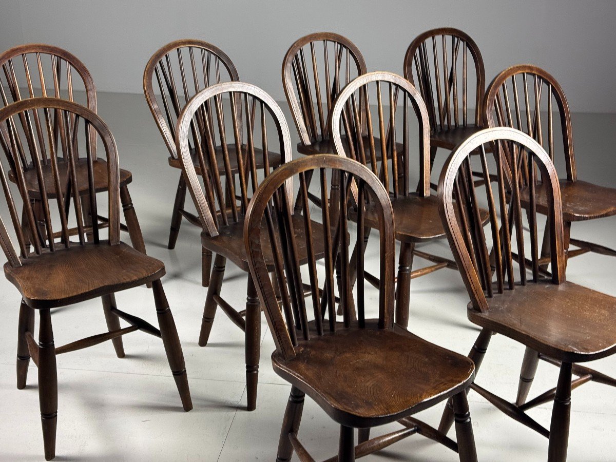 Set Of 10 English Windsor Chairs-photo-7