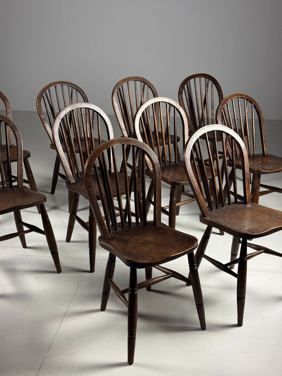 Set Of 10 English Windsor Chairs-photo-8