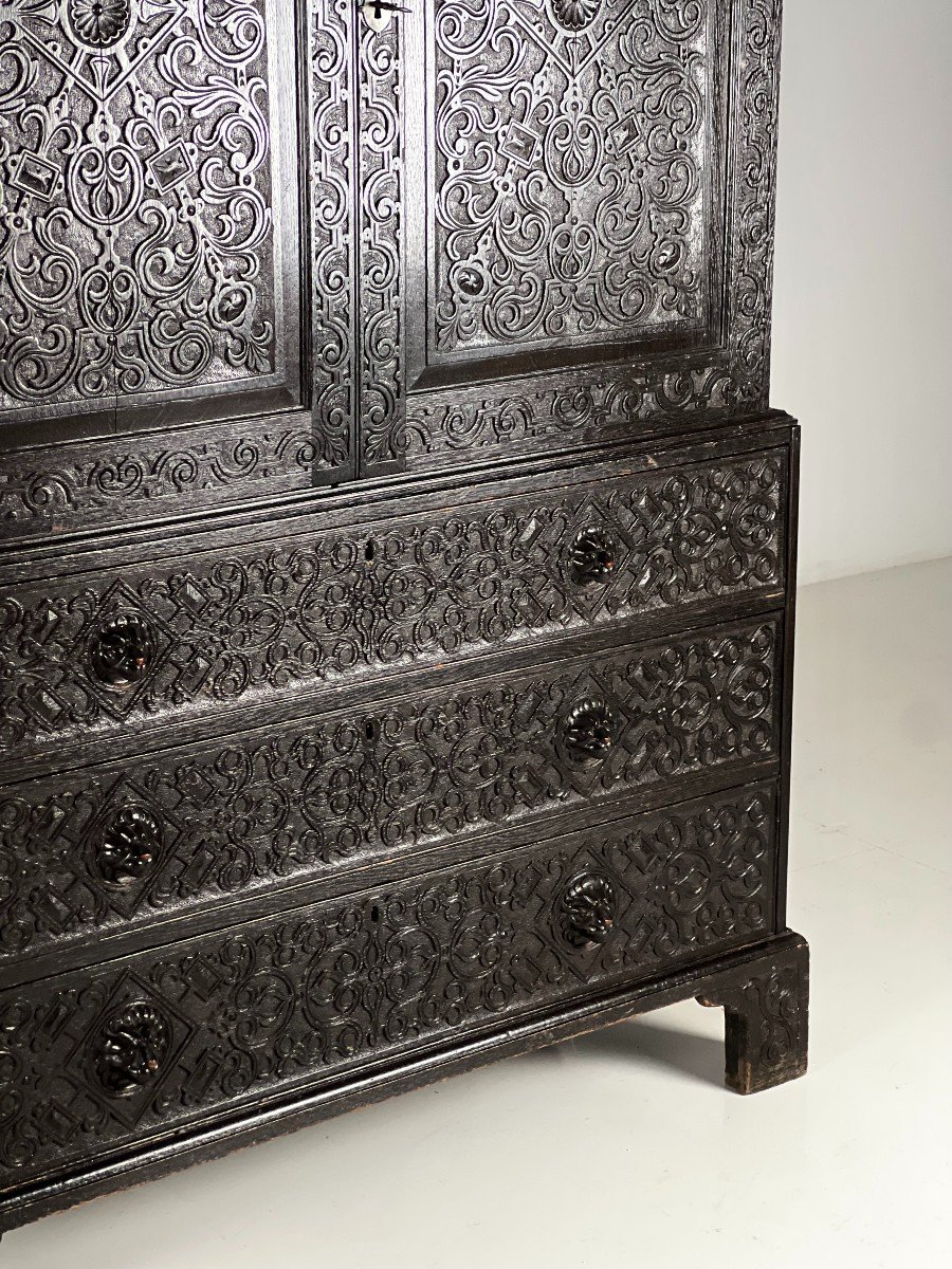 Victorian Hand Carved Oak Armoire -photo-4