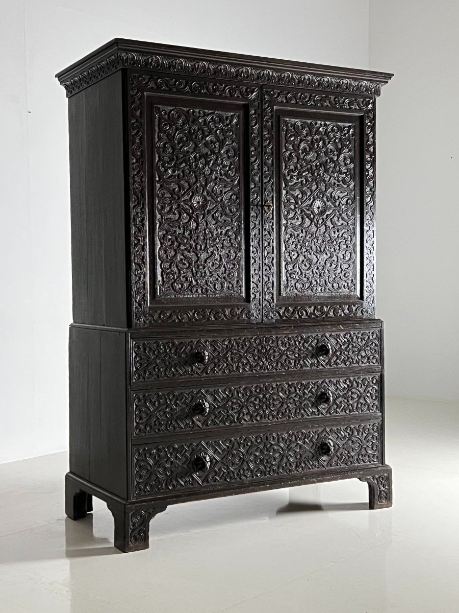 Victorian Hand Carved Oak Armoire -photo-1