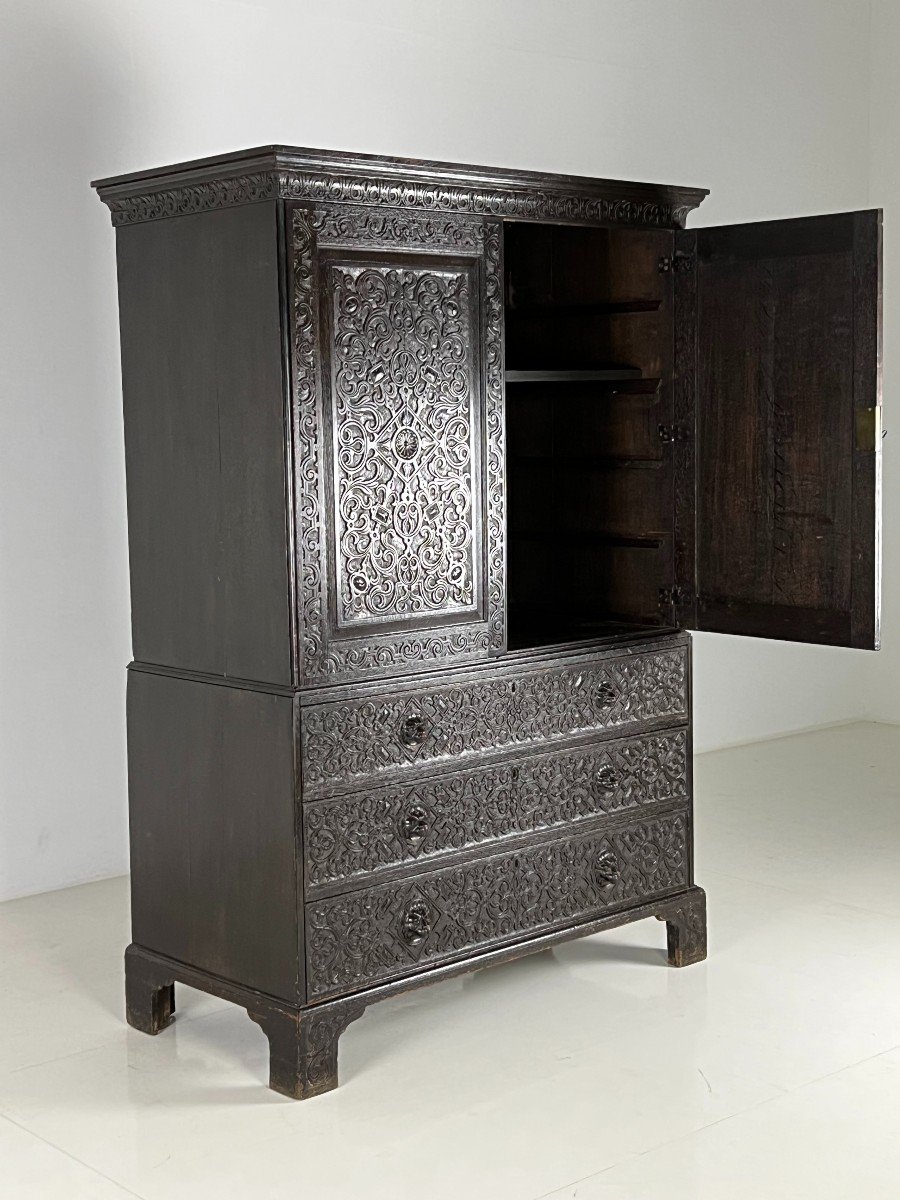 Victorian Hand Carved Oak Armoire -photo-4