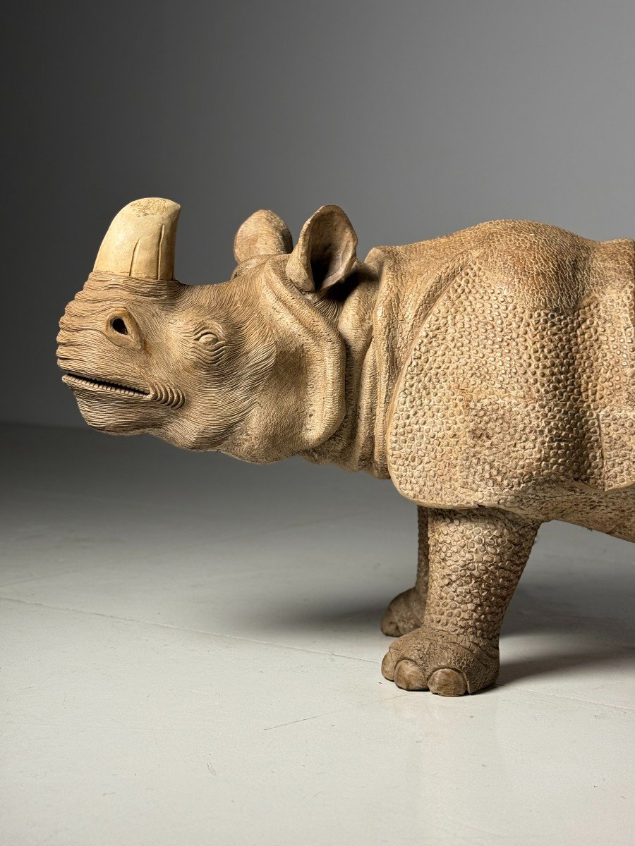 Hand Carved Rhinoceros Statues 1960-photo-7