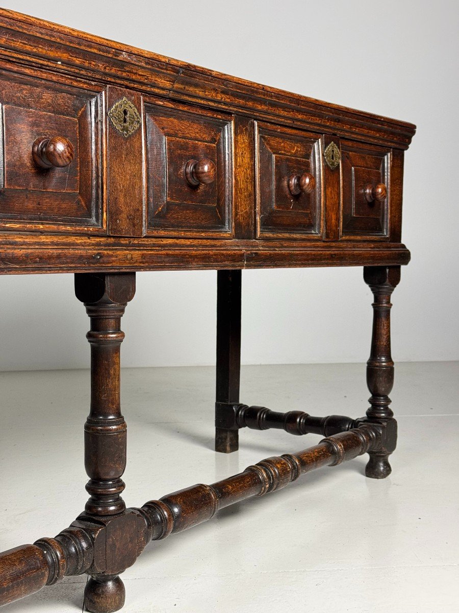 Buffet Anglais En Chêne Antique Vers 1800-photo-7