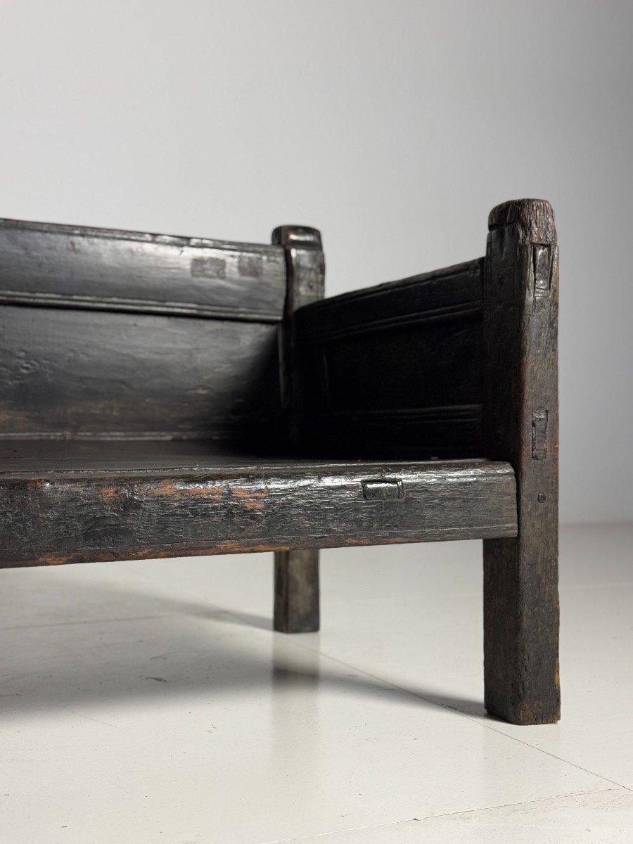 18th Century Antique Black Spanish Bench-photo-2