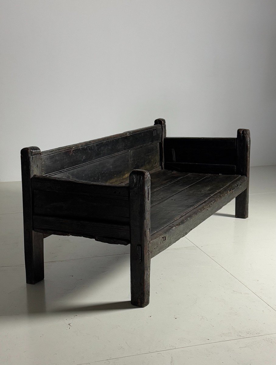 18th Century Antique Black Spanish Bench-photo-5