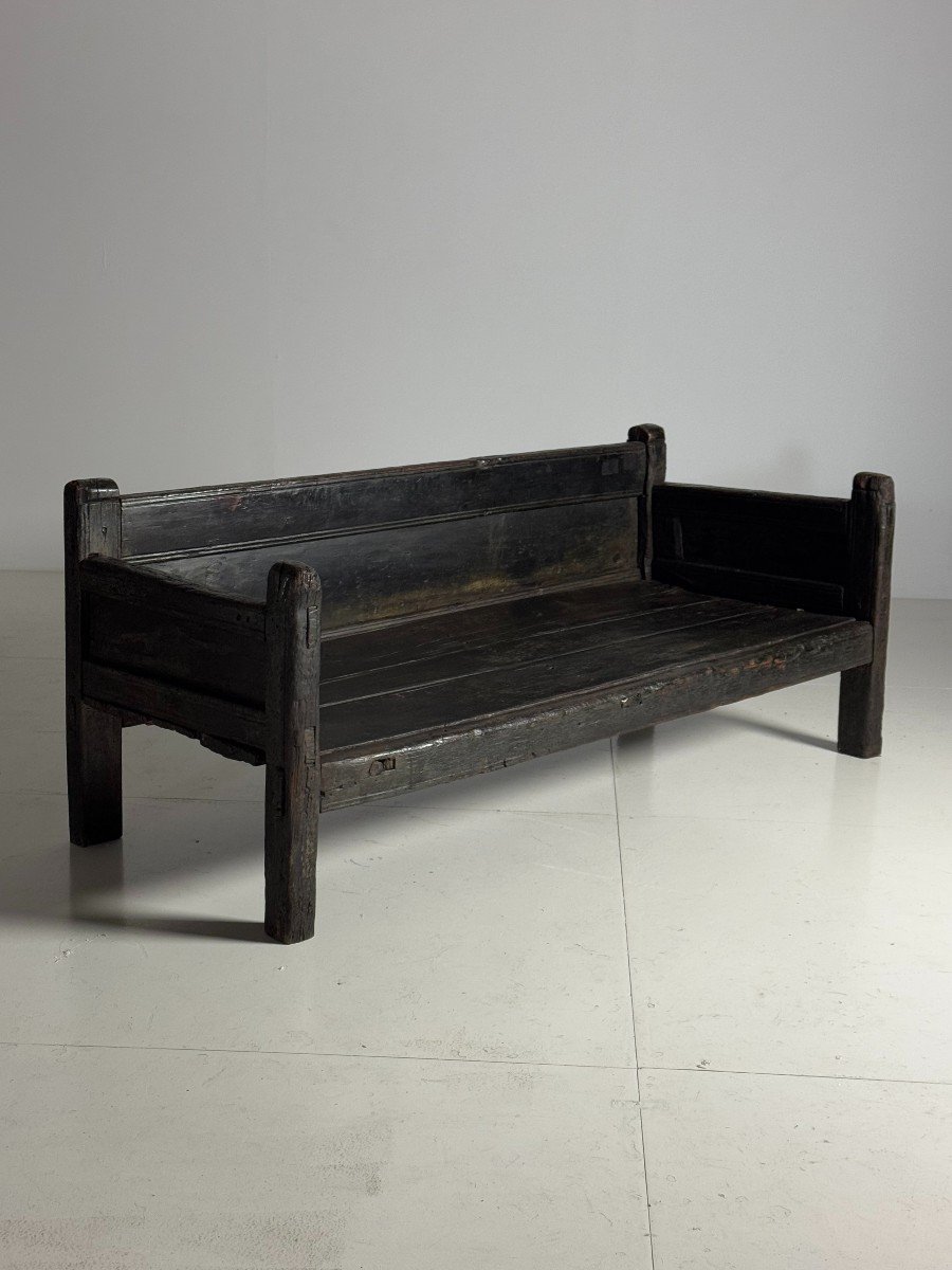 18th Century Antique Black Spanish Bench