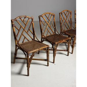  4 Chaises De Salle à Manger En Bambou