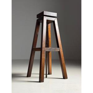 Adjustable Oak Sculpture Stand