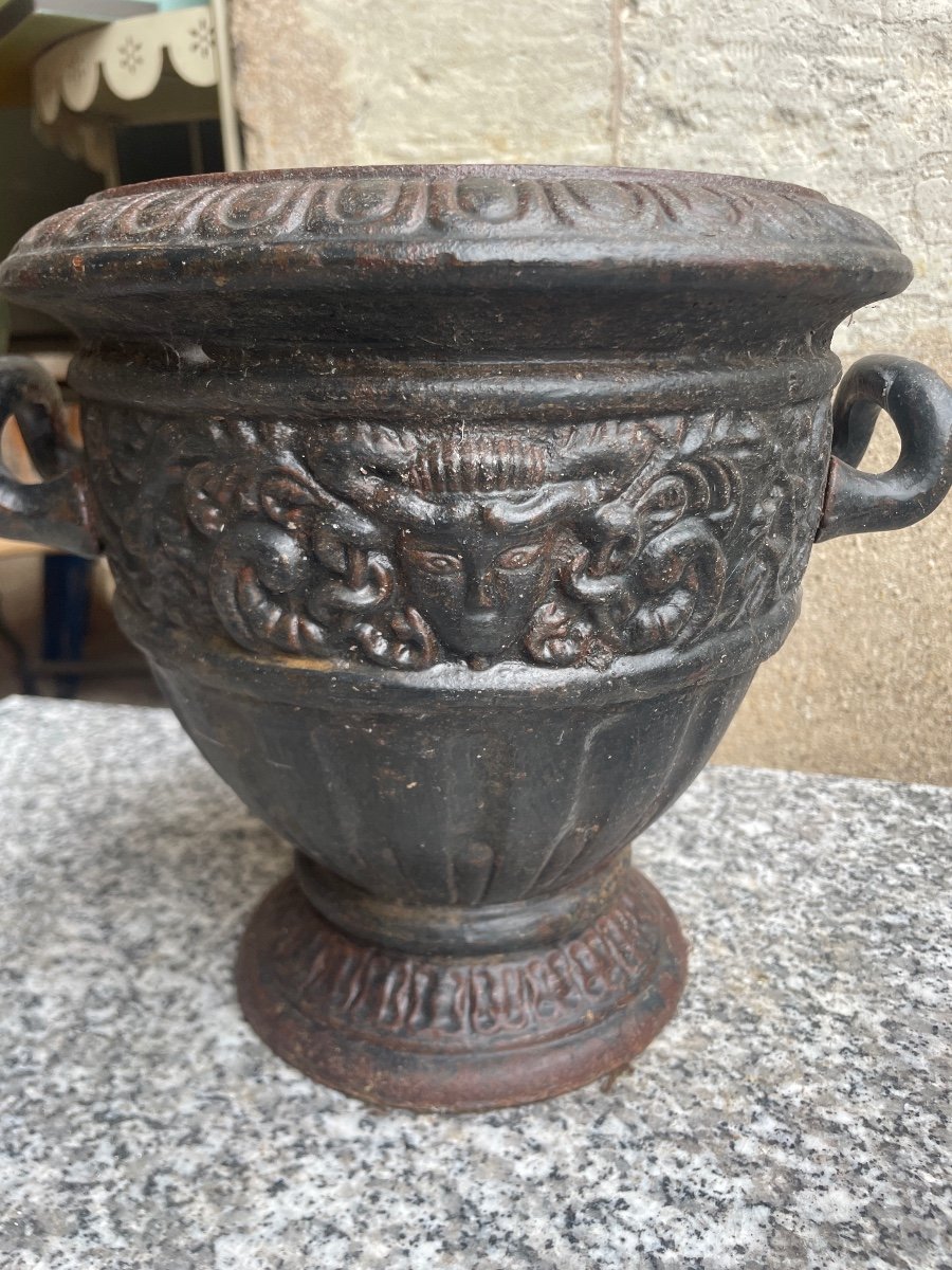 Cast Iron Vases (pair)-photo-2