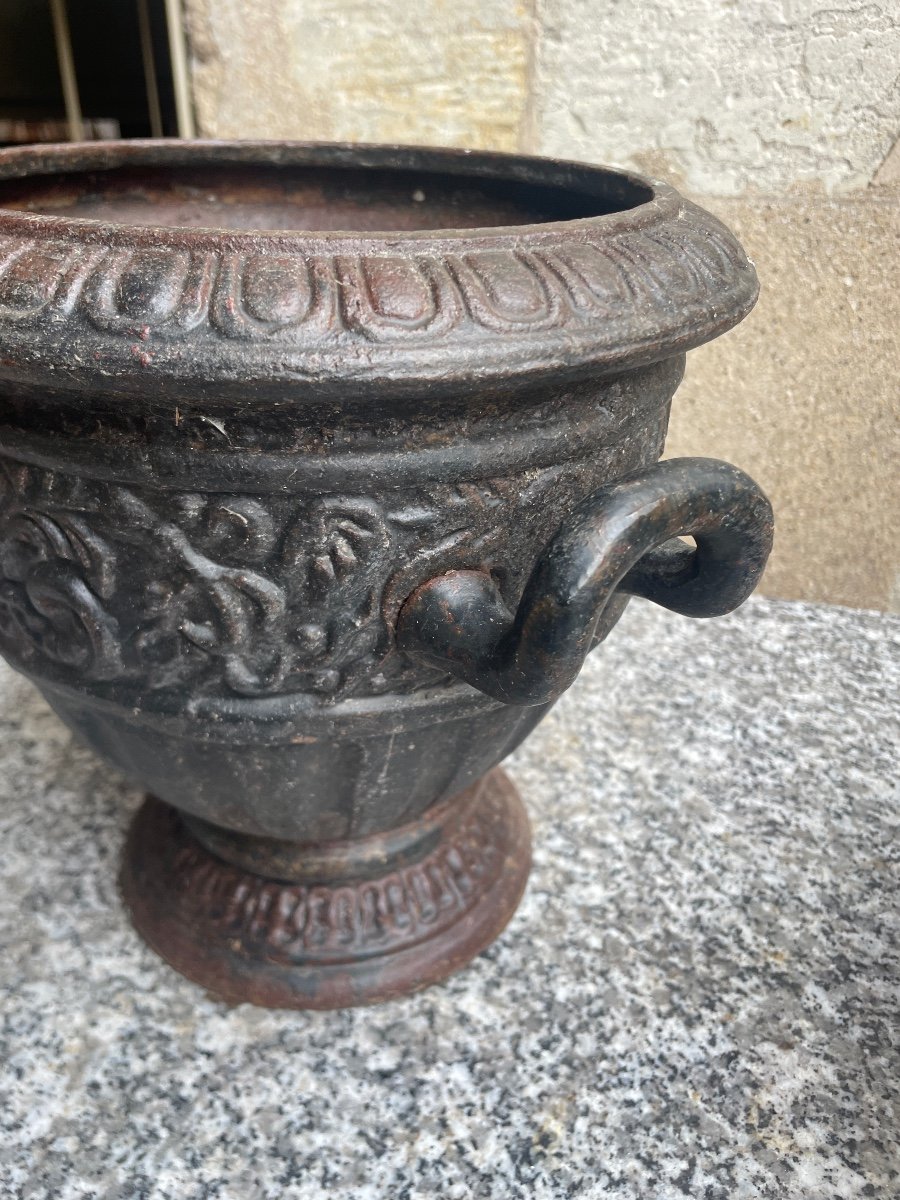 Cast Iron Vases (pair)-photo-3