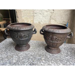 Cast Iron Vases (pair)