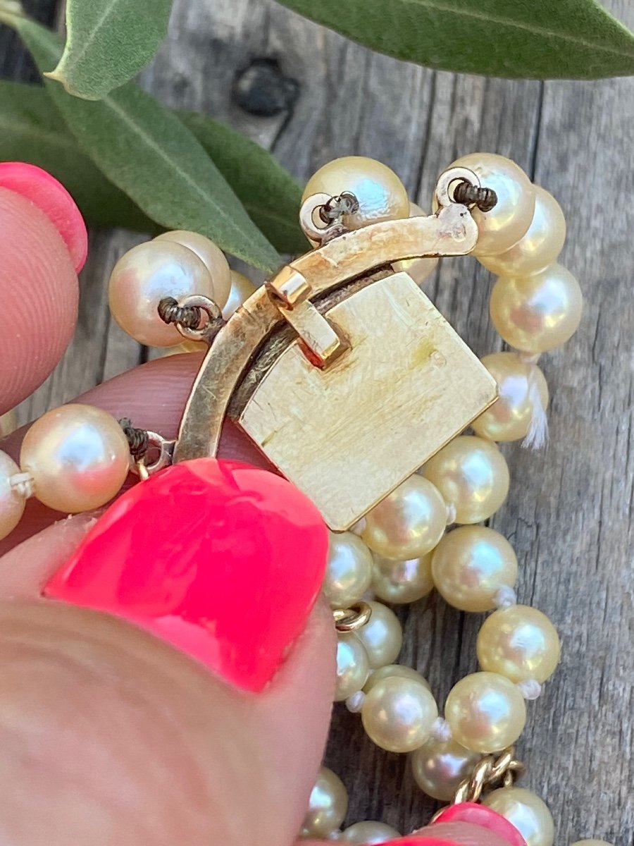Ancien Bracelet Médaillon Perle Or Miniature Peinte -photo-3