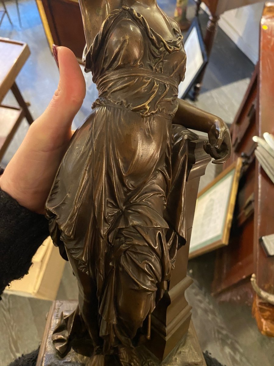 Bronzed Sculpture Eutrope Bouret End Of 19th Century Allegory-photo-1