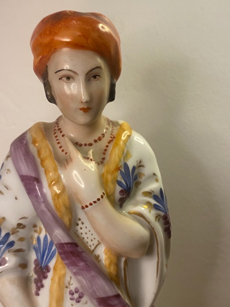 Bottle Statue Of A Painted Woman, Paris Porcelain, 19th Century -photo-3