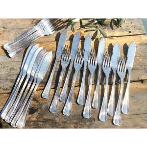 Christofle Boreal Silver Metal Fish Set 