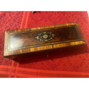 Old Napoleon 3 Marquetry Glove Box XIX E