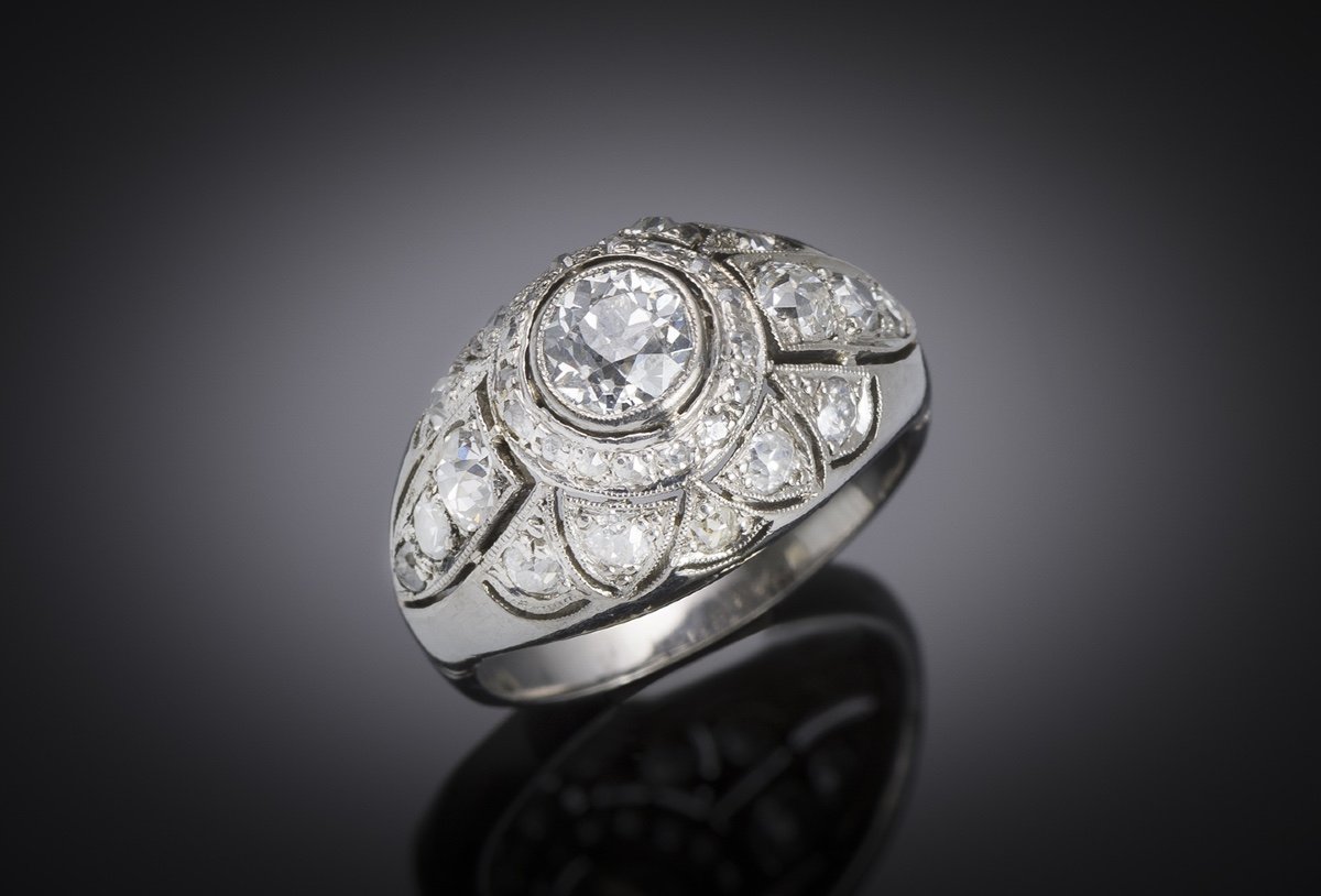 Art Deco Ring Diamonds (1.20 Carats) Platinum