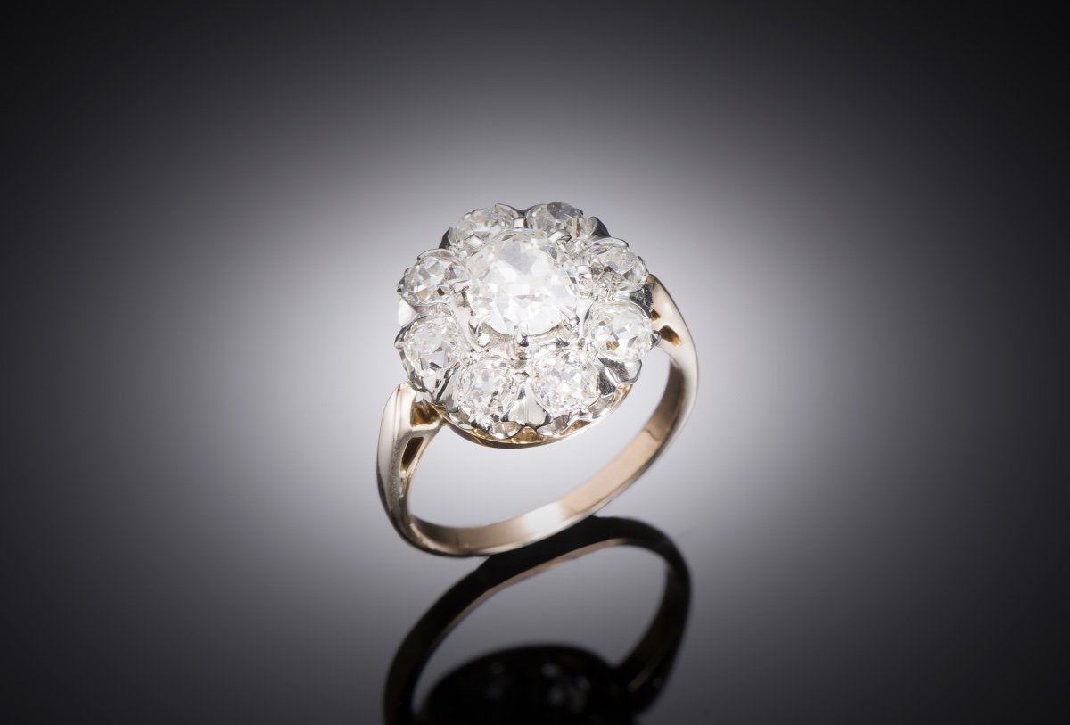 Bague vers 1900 diamants taille ancienne (1,70 carat)