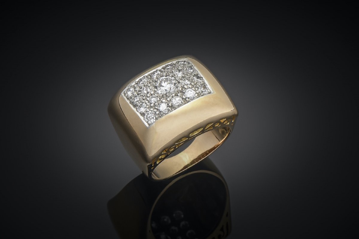 Bague vintage diamants (1,20 carat), en or 13,80 grammes